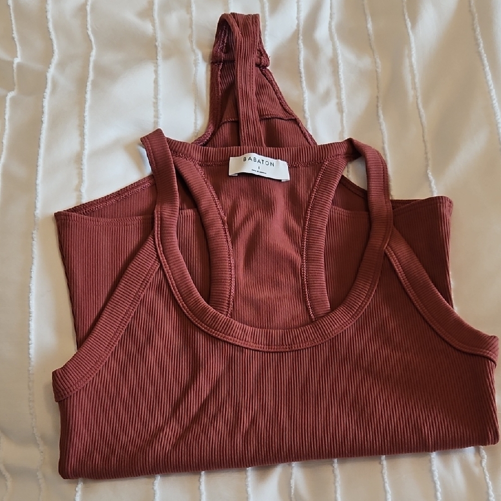 Aritzia Ribbed Bodysuit in Rust